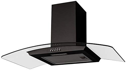 SIA CGH90BL 90cm Black Curved Glass Chimney Cooker Hood Kitchen Extractor Fan