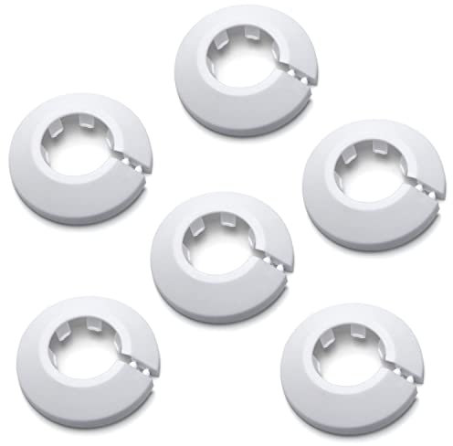 MroMax Lot de 6 cache-tuyaux en plastique PP pour décoration de tuyau d'eau de 2,5 cm de diamètre extérieur - Blanc - 25 mm