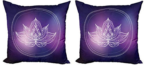 ABAKUHAUS Galaxy Mandala Dekokissen Kissenbezug 2er Pack, Lotus Flower Raum, Modern Accent Doppelseitiger Digitaldruck, 50x50, Dunkel Violett