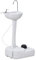Outsunny Évier à Main Portable Station de Lavage Camping Jardin Extérieur Voyager avec Porte-Serviette Réservoir d'eau 17L Pompe à Pied 51 x 33,5 x 103 cm Gris