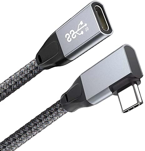 Awnuwuy Right Angle USB C Male to Female Extension Cable 3.3ft,Type C 3.1 Gen 2 [10Gbps Data,4K Video,100W Charging], 90 Degree USB C Extender Cord for iPhone 15,USB-C Hub/Laptop,MacBook Pro,iPad Pro