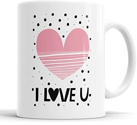 Faithful Prints Valentines Mug I Love You Pink Heart Boyfriend Husband Girlfriend Wife Valentines Gift Anniversary Present Cup Birthday Christmas, Ceramic Mugs