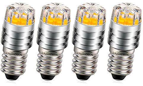 Ruiandsion 4pcs E10 LED Bulb 3V COB 2W Upgrade Replacement for Flashlight Torch Bike Tail Lights,Yellow