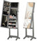HOMCOM Full Length Mirror with Storage, Jewellery Cabinet with Mirror, Adjustable Angle and Stand, Lockable Jewellery Organiser for Bedroom Dressing Room, Grey