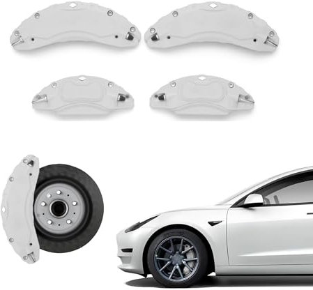 Weishine - Brake Caliper Covers Set of 4 Compatible with for Tesla model 3 Accessories,2017-2023 18/19 inch Wheel Hub Brake Caliper Covers -Fit For Tesla Model3 Grey Brake Caliper (Silvery grey)