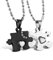 JewelryWe Paar Kette Puzzle Partnerketten: 2 Stück Schwarz Silber Edelstahl Freundschaftsketten BFF Pärchen Halskette mit Just for You Herz Puzzle Anhänger Valentinstag Liebe Geschenk für sie und ihn