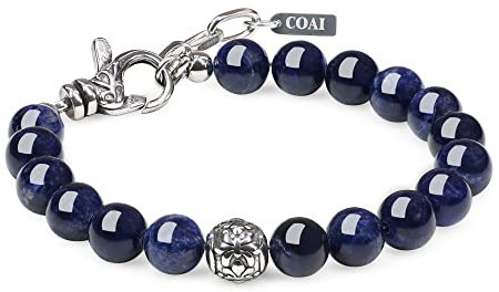 COAI Geschenkideen Kristall Armband aus Sodalith Stein mit Fleur De Lis Charm für Herren
