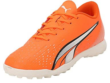 PUMA Play TT Jr, Scarpe da Calcio, Ultra Arancia Bianca Blu Glimmer, 37 EU
