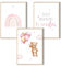 MeinBaby123® Bilder Kinderzimmer | 3er Set DIN A4 Poster Set | Wandbilder mit Spruch | Regenbogen | Deko Kinderzimmer Mädchen Junge | Babyzimmer Deko (Bär & Regenbogen rosa)