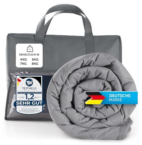 Blumtal Coperta pesata 135x200 cm - Coperta relax con materiale esterno in 100% cotone - Coperta pesata 7kg - Coperta terapeutica 135x200 con imbottitura in perle di vetro/Coperta per adulti