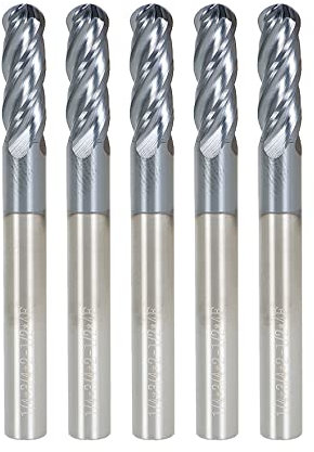 waltyotur Lot de 5 fraises en carbure de tungstène 6,35 mm - Longueur de coupe 3/4 x longueur totale x diamètre de la tige de 6,35 mm - Pour la coupe de l'aluminium et des métaux non ferreux
