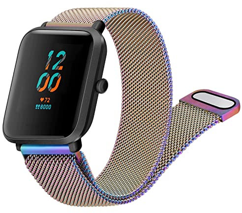 Meliya Correa para Amazfit Bip 3/3 Pro/Bip Lite/Bip S/Bip S Lite/Bip U/Bip U Pro,Correas Metal de Acero Inoxidable Pulseras de Repuesto para Amazfit Bip U para Hombres Mujeres(Vistoso)