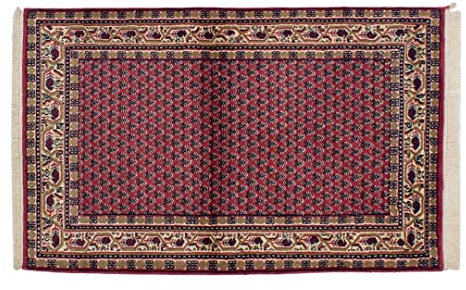 Lifetex.eu Teppich Brücke Mir mit Bordüre ca. 95 x 160 cm Rot handgeknüpft Schurwolle Klassisch hochwertiger Teppich