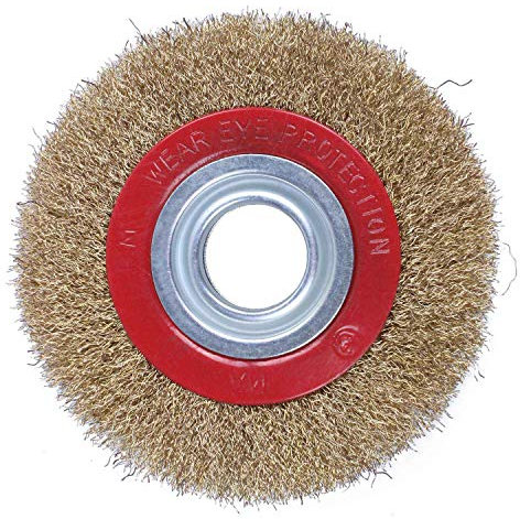 Rueda de cepillo de alambre para amoladora de banco + anillos adaptadores reductores, 150 mm
