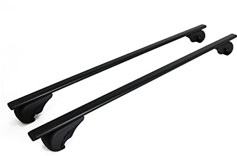 OMAC Dachträger Grundtäger kompatibel mit Mercedes GLK Klasse X204 2008-2015 Metall 75kg Schwarz 2tlg Offene Reling für Fahrradträger, Dachboxen, Skiträger Abschließbar