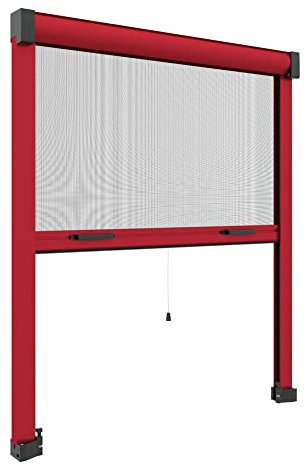 Zanzanet Zanzariera verticale 47mm per finestre su misura personalizzabile a rullo con molla con profilo robusto e resistente in alluminio 120x150 cm
