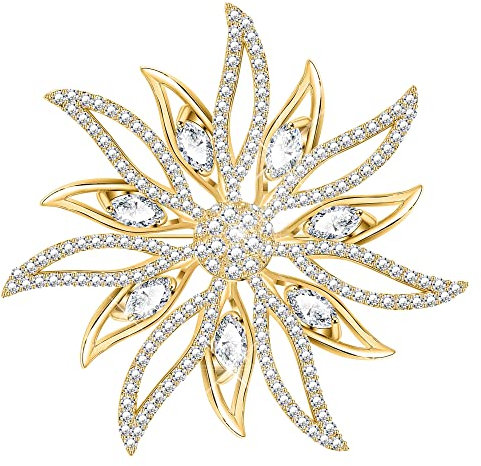 KristLand Élégante Broche Flocon De Neige avec Scintillant Cubic Zircone Pierre Plaqué Or Broche Fleur épingle Mariage Noël écharpe Vêtements épingle Dames Cadeaux Femmes