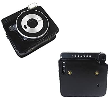 Kameratasche im Retro-Stil, PU-Leder, Schutzhülle für Fujifilm Instax Square SQ6 Sofortbildkamera, Schwarz, Schwarz , Body Cover Case
