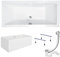 KOLMAN Badewanne QUADRO Rechteck 180x80 mit AcrylSchürze, Ablaufgarnitur und Füßen Komplettset 4in1 Premium Original Acryl Wanne Siphon