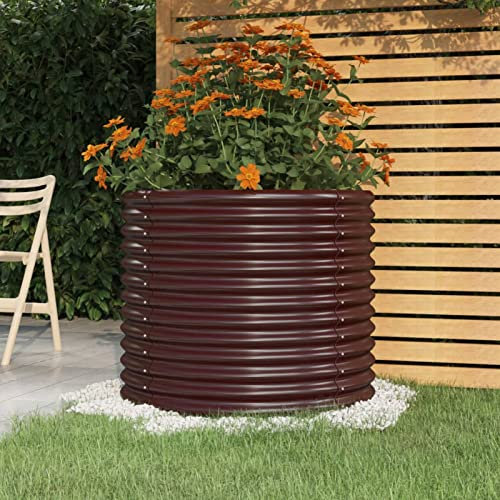 Yolola Hochbeet Runde Metall Hochbeete Für Garten Pflanzkübel Hochbeet Gartenbeet Hochbeet Metall 80 x 80 x 68 cm Braun Pflanzbeet Blumenkasten Hochbeet Balkon Für Garten Balkon