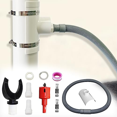 Recuperateur d eau de pluie pour conduits circulaire (110mm) avec tuyau flexible, Ensemble de collecteur eau de pluie, Raccord PVC, Récupérateur d'eau pour descente de gouttière (Kit A-110mm)