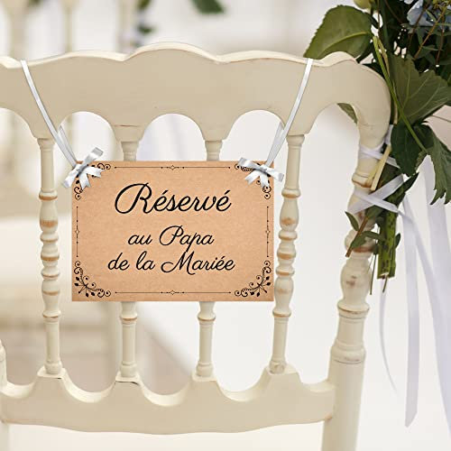 Panneau réservation de place mariage, chaise réservée à, pancarte avec texte, typographie, motif, et ficelle au choix, papier kraft, mariage champêtre, fête, cérémonie