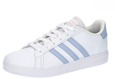 adidas Grand Court Lifestyle Tennis Lace-Up Shoes Chaussures, Cloud White/Blue Dawn/Clear Pink, 30.5 EU