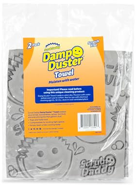 Scrub Daddy Damp Duster, Esponja Mágica Atrapapolvo, Plumero para Limpiar Persianas Venecianas y de Madera, Ventilaciones, Radiadores, Zócalos, Espejos y Telarañas - Atrapa Polvo - Paquete de 2