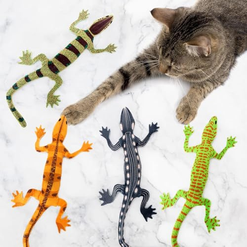 CiyvoLyeen 4 Pack Plush Lizard Catnip Toys for Indoor Cats
