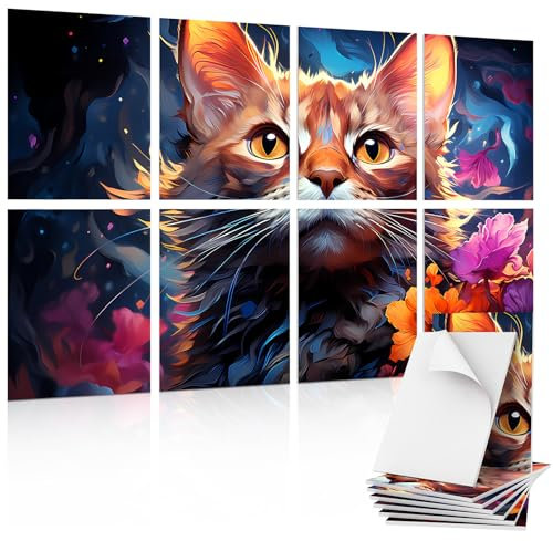 TONOR 8 Pack Art Panneaux Acoustiques Auto-adhésifs, Panneaux Muraux 48X32, Panneaux Absorbant le Son, Décoratifs Panneaux insonorisés, Traitement acoustique pour Studio, Bureau, Maison, Chat