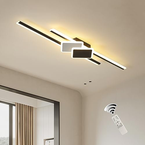 Oninio LED Deckenleuchte Dimmbare Moderne Deckenlampe mit Fernbedienung Minimalistischer Stil Deckenlicht Ideal für Wohnzimmer und Schlafzimmer Schwarz (45W)