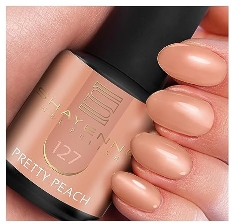 SHAYENNE UV Gel Nagellack - 127 Pretty Peach Orange 15 ml - Langanhaltend, Kratzfest & Hochglänzend - Profi-Qualität - LED kompatibel - Perfekt für Zuhause & Studio - Made in Germany