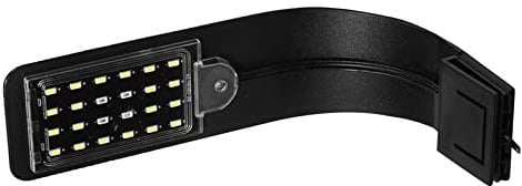AMONIDA Clamp Aquarium Light, Energy Saving Fish Tank Clip On Light Adjustable Hose Low Radiation for Fish Tanks (Black Shell(Blue and White Light Round Insert))