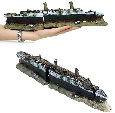 SatcOp Wrack-Ornamente aus Kunstharz, Titanic Lost Wrecked Boat Ship Aquarium-Dekoration, Ornament, Wrack-Ornamente
