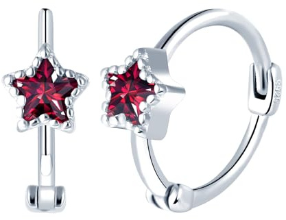 Yumilok Damen Ohrringe Creolen Silber 925 Sterling Silber Zirkonia Pentagramm Stern Damen Ohrstecker Huggie Piercing Knorpel für Frauen
