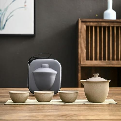 MAIYO Reise-Tee-Set, Keramik-Porzellan, Kong-Fu-Tee-Set, Reise, tragbar, Reise-Gaiwan-Keramik-Glasur-Teekanne