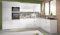 Feldmann Preiswert Wohnen L-Form Küchenzeile Essen Trend mit Arbeitsplatte 345x190cm perlweiß Front weiß Acryl Hochglanz