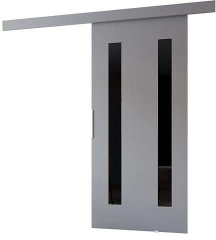 MINIO go for it - Schiebetür Komplettset CLEAN H, 86 cm Breit, Schiebetüren, Wandmontage, Schiebetürsystem, Zimmertüren - Grau Matt