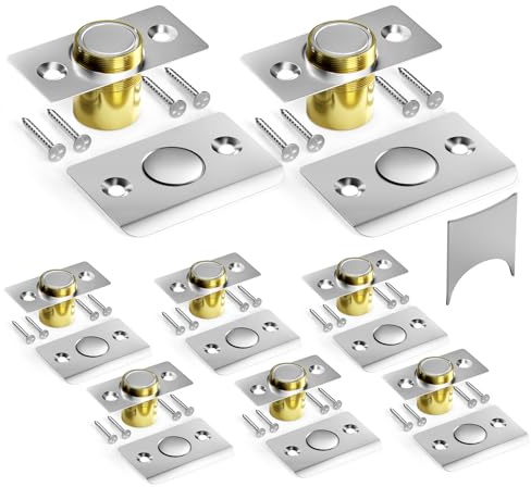 Tonitrui Upgraded Strong Magnetic Door Catch, Replacement for Traditional Door Ball Catch, Quite & Easy to Install, Use for Top of Door, Closet Door, 8 Pack, Silver