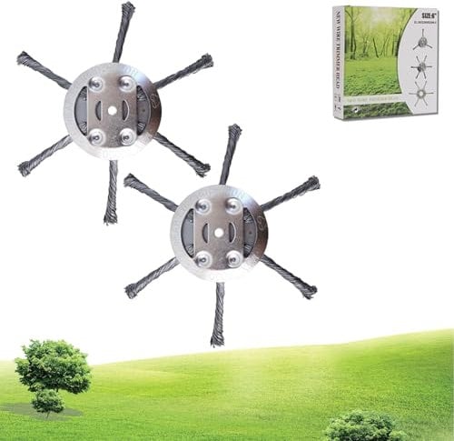 Unkrautbürste für Rasentrimmer, Unkraut Entferner Gerät, Stahldraht Freischneider Trimmer Kopf, Unkraut Drahtbürste für Garten Elektrowerkzeug Rasentrimmerkopf Rasenmäher (B-2Stücke)