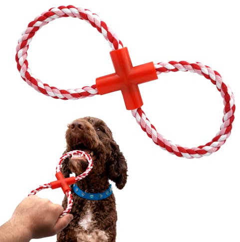 BullTek Corde à double anneau pour chien en forme de huit, jouet à mâcher résistant pour chiens agressifs, idéal pour l'entraînement à la morsure, le contrôle de la colère, l'hyperactivité et la santé