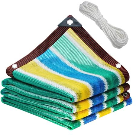 Hagelnetz mit ösen und Befestigungsseile 3x6m, Windschutz Wasserabweisend UV Schutz - Beschattungsnetz - Sonnenschutz Netz für Zelte, Balkone, Terrassen, Bunt