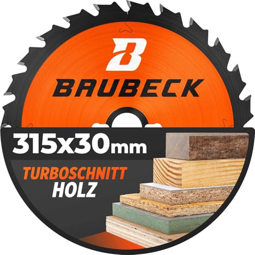 BAUBECK Sägeblatt 315x30 schneller Schnitt in Holz - Zuschnitt 30 Zähne - Kreissägeblatt 315x30 für Holz uvm. - Kreissägeblatt 315x30x2.2