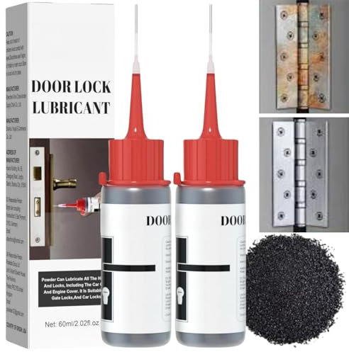 2PCS Lock Cylinder and Core Lubricant for Door Locks - Long Lasting Hinge Lubricating Powder, Graphite Powder, Treadmill Oil, Spray Grease, Dry Lube Door Hinge Oil