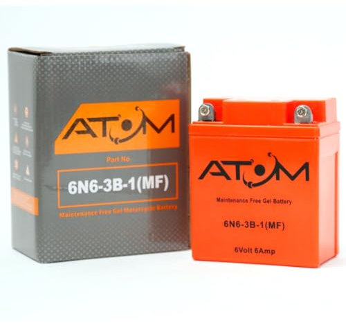 6N6-3B-1 - Atom Gel Motorcycle Battery Factory Sealed 6V 6Ah