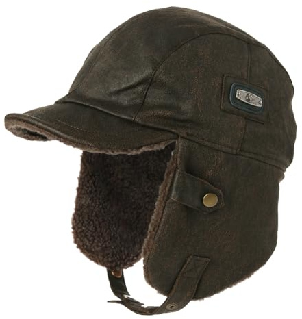 TOP-EX Winter Wasserdichter Trapper-Hut, Aviator Pilotenmütze mit winddichten Ohrenklappen - Warm gefütterte Kappe mit Schirm für kalte und nasse Outdoor