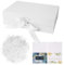 Christmas Luxury white gift box with ribbon, premium magnetic lid, large rectangular design. Ideal for birthdays and special occasions, includes shredded paper and cards for presentation.