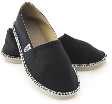 Seac Malaga, Espadrillas Casual per Donna e Uomo in Canvas e Dettagli in Corda, Suola Antiscivolo, Nero, 43