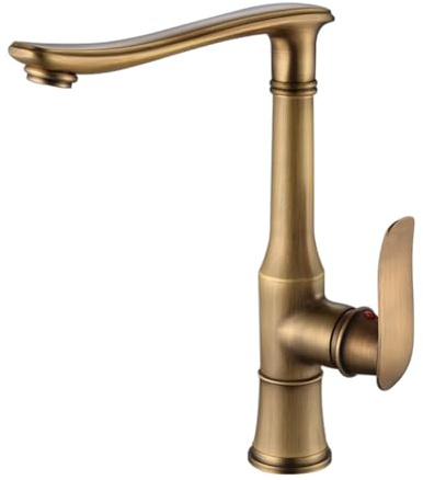 Rubinetto Cucina Rubinetto Lavello, Anticato Vintage Stile Girevole A 360 ° Monocomando Ottone Miscelatore Cucina Con Regolazione Caldo E Freddo, Rubinetto Lavello Cucina, Bronzo