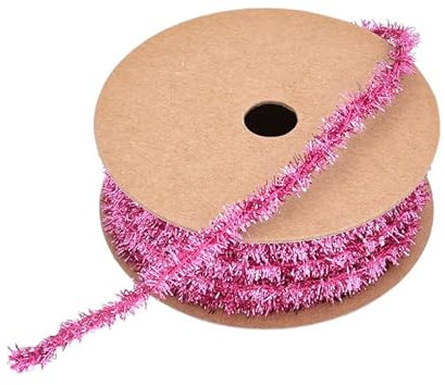 GreatRise Guirlande métallique de 10 yards - Guirlande de Noël fine à paillettes - Ruban décoratif métallique à paillettes - Pour sapin de Noël, mariage, anniversaire, décoration - Rose